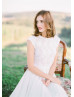 Cap Sleeve Ivory Lace Chiffon Wedding Dress